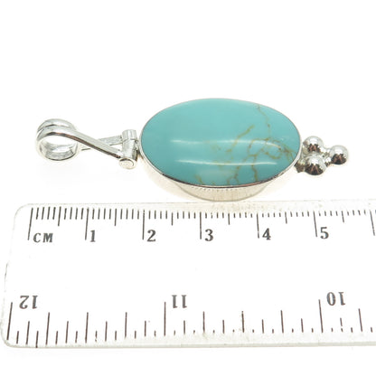 925 Sterling Silver Vintage Real Turquoise Gemstone Slide Pendant