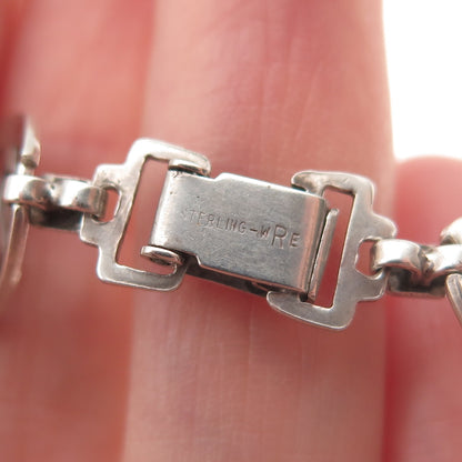 WRE W.E. Richards 925 Sterling Silver Antique Art Deco Floral Bracelet 7.75"