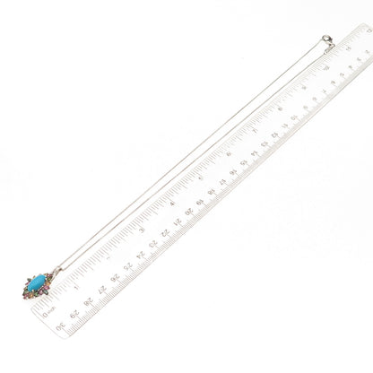 D'Joy 925 Sterling Silver Real Turquoise & Multi-Tourmaline Chain Necklace 20"