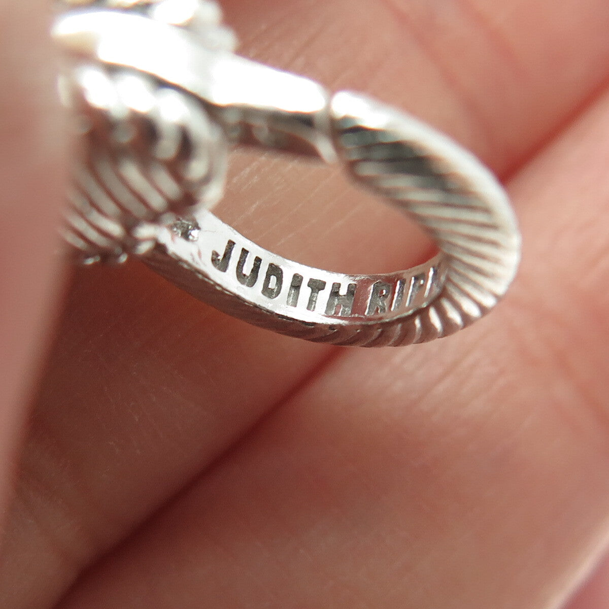 JUDITH RIPKA 925 Sterling Silver Italy C Z Letter "D" Heart Tag Bracelet 7"