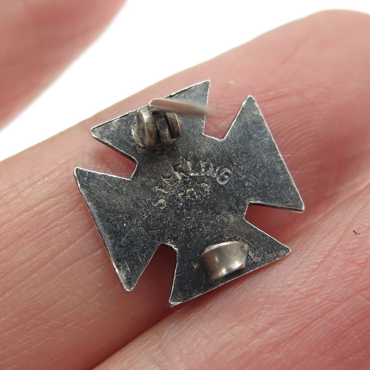 925 Sterling Silver Antique Art Deco Cross Pin Brooch