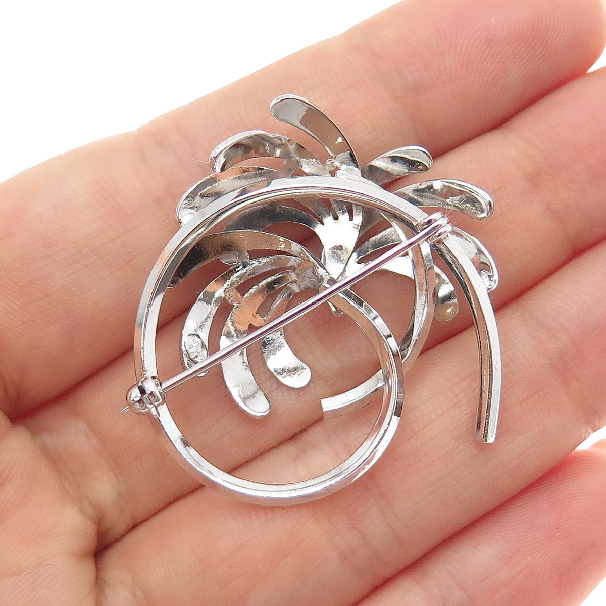 VAN DELL 925 Sterling Silver Antique Art Deco Floral Pin Brooch