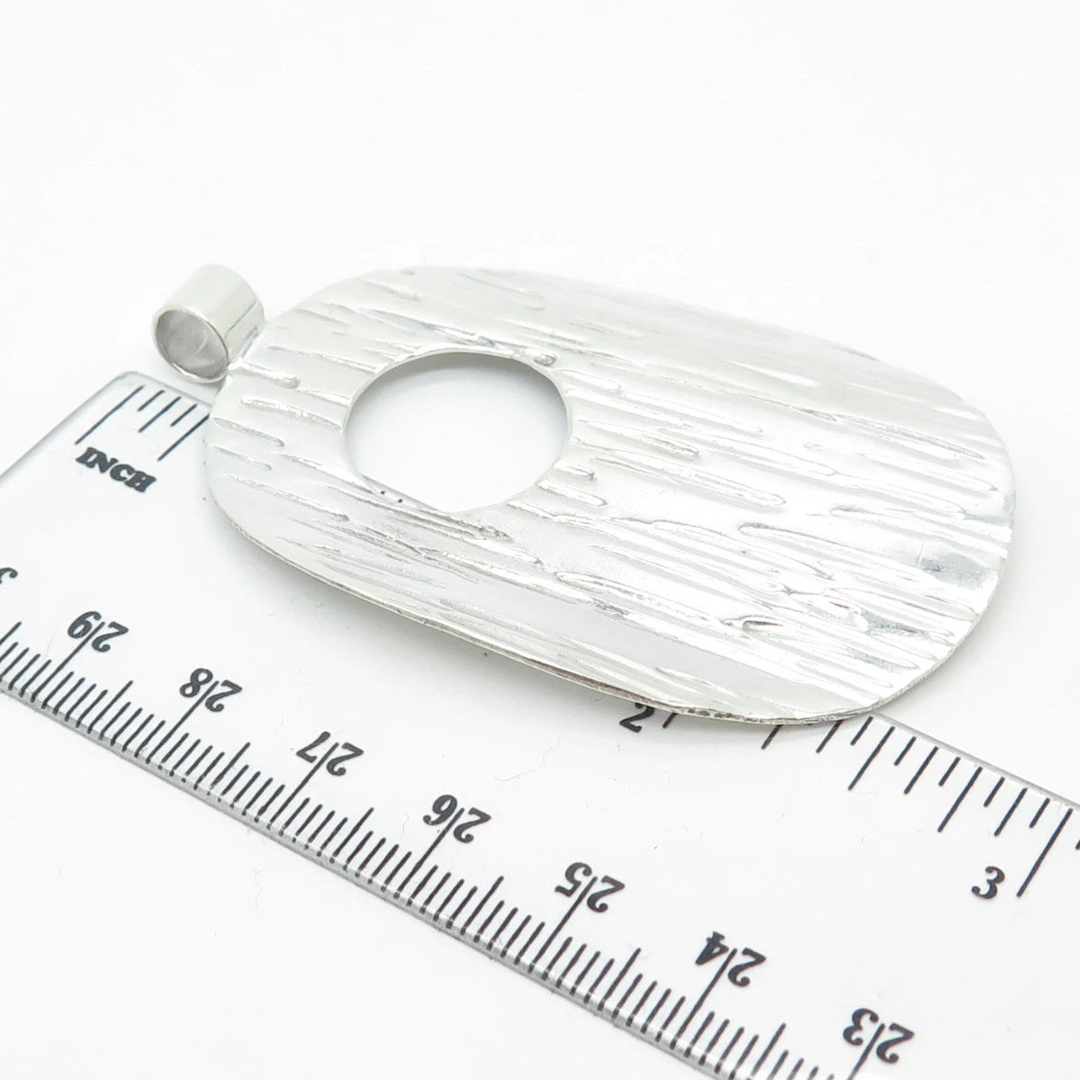 925 Sterling Silver Vintage Textured Cutout Oval Pendant