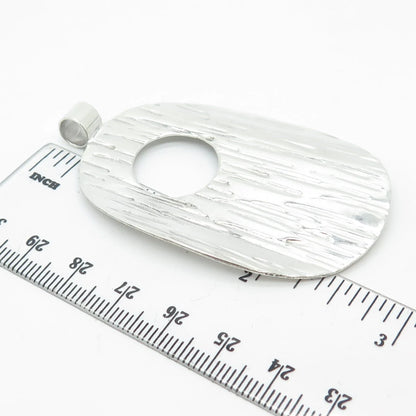 925 Sterling Silver Vintage Textured Cutout Oval Pendant
