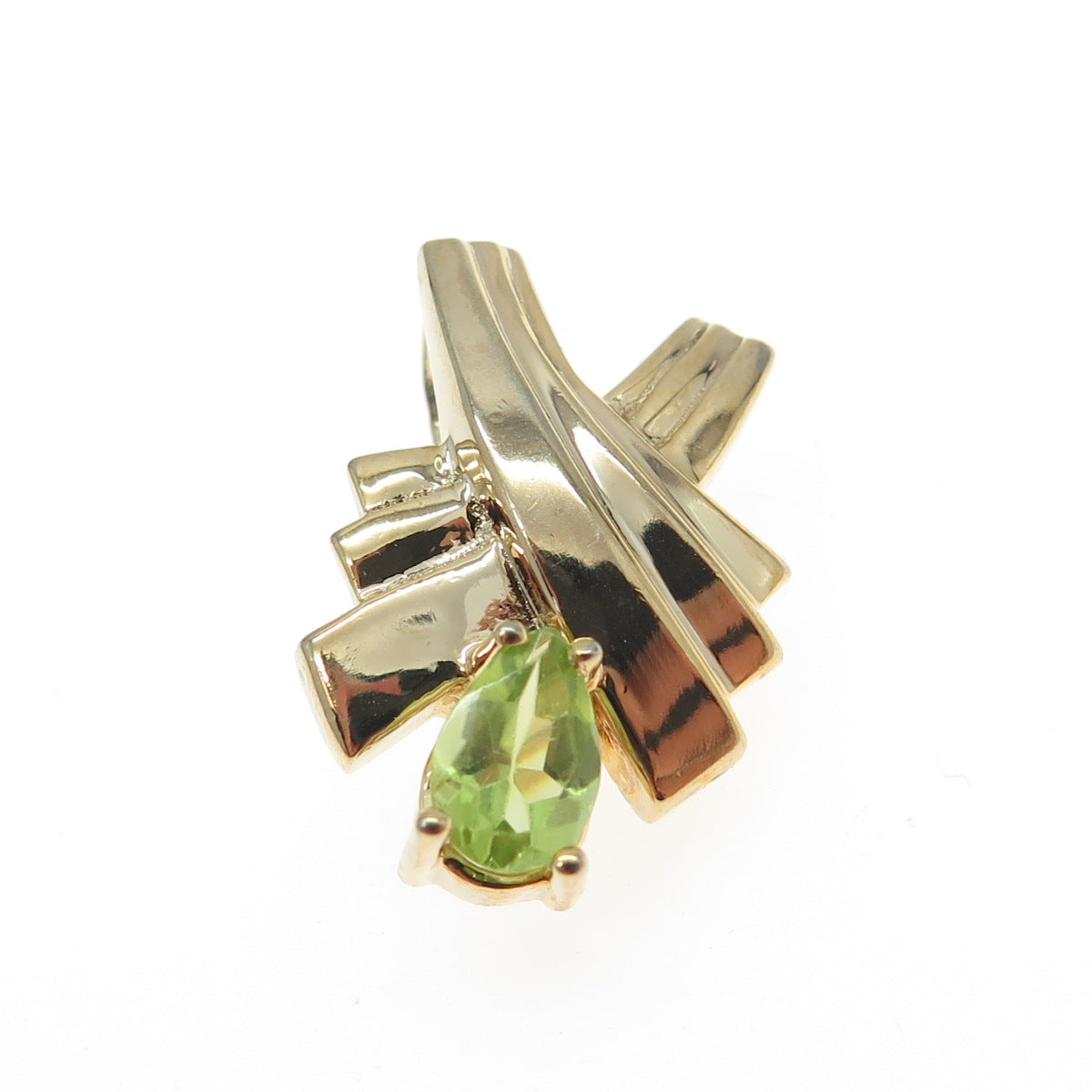 925 Sterling Silver Gold Plated Real Peridot Gemstone Slide Pendant