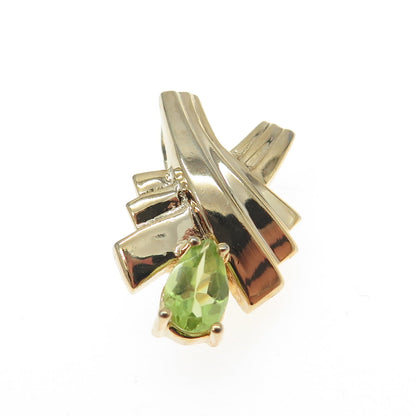 925 Sterling Silver Gold Plated Real Peridot Gemstone Slide Pendant