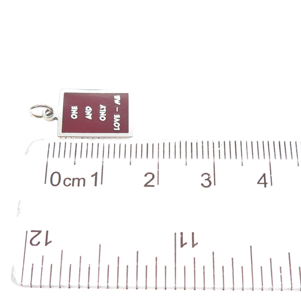 925 Sterling Silver Red Enamel One & Only Love - Me Minimalist Charm Pendant