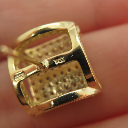 925 Sterling Silver Gold Plated Round-Cut C Z Stud Earrings