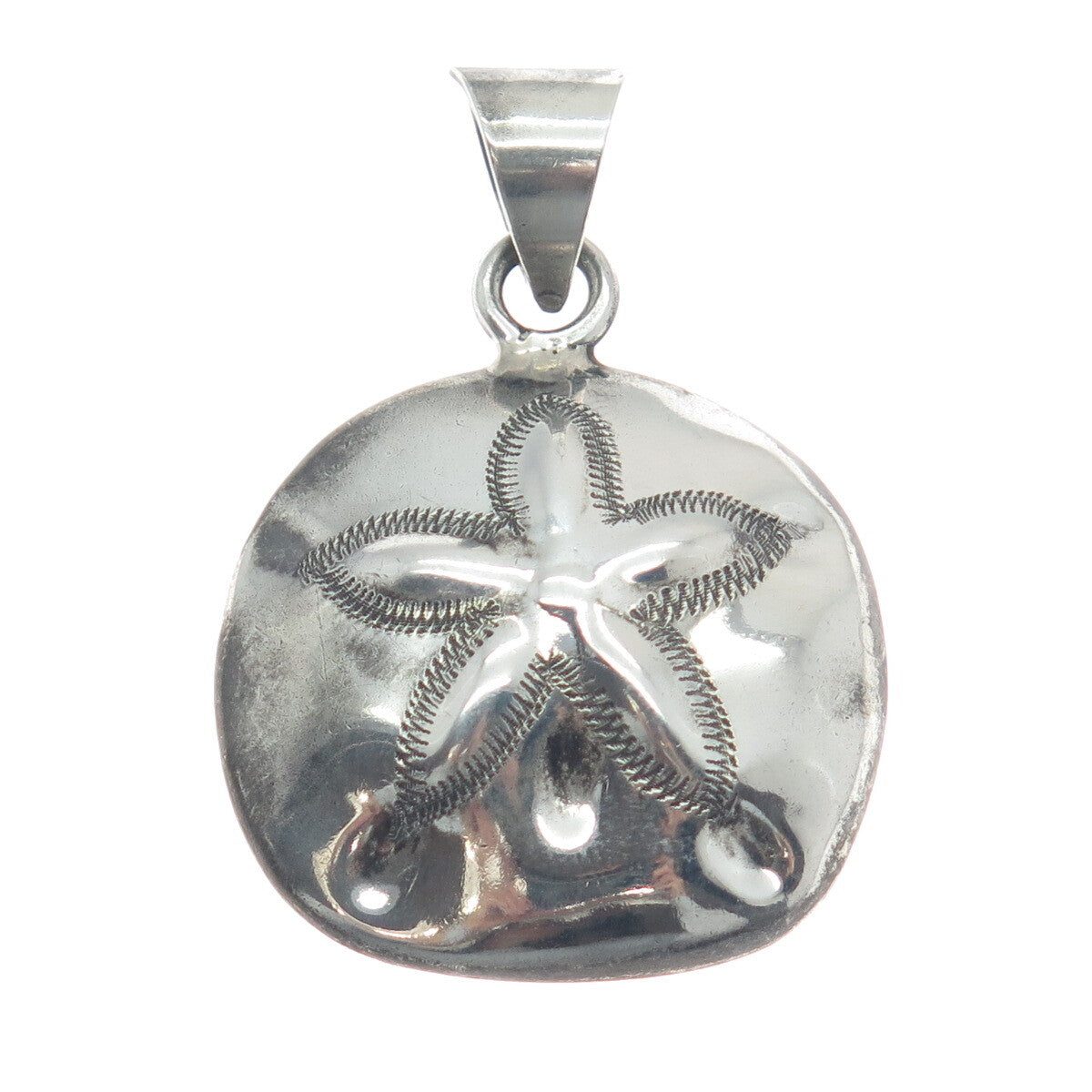 925 Sterling Silver Vintage Mexico Sand Dollar Oxidized Pendant