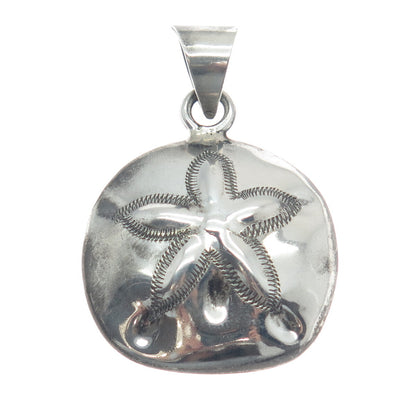 925 Sterling Silver Vintage Mexico Sand Dollar Oxidized Pendant