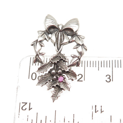 Franklin Mint 925 Sterling Silver Vintage 1982 Real Ruby True Love Slide Pendant