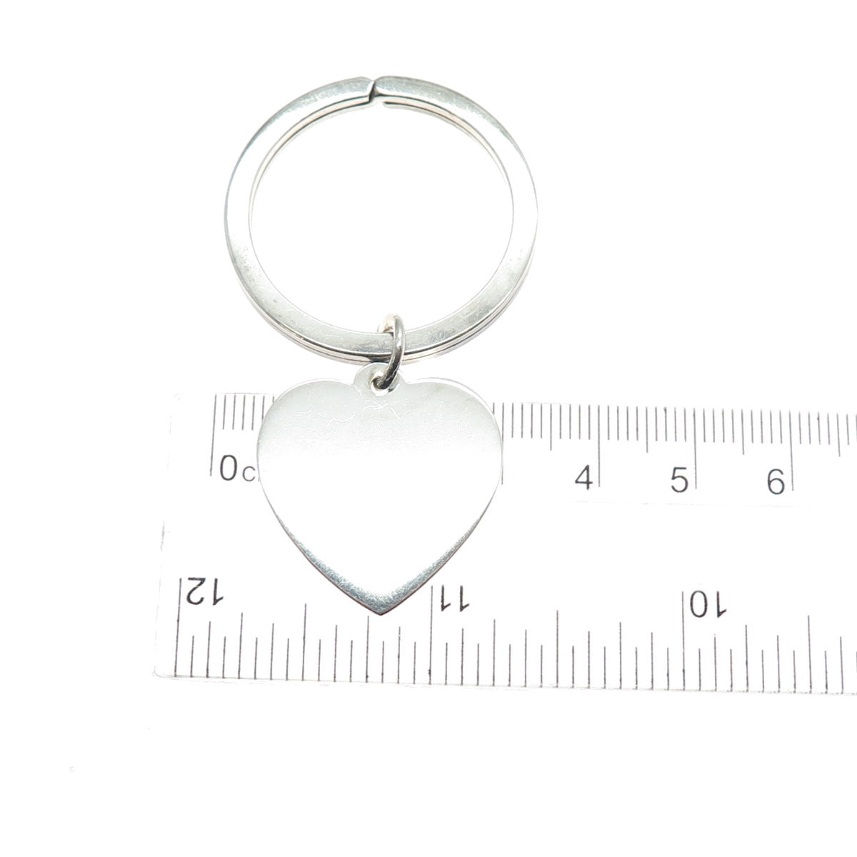 J.T. INMAN 925 Sterling Silver Vintage Heart Tag Key Fob Ring