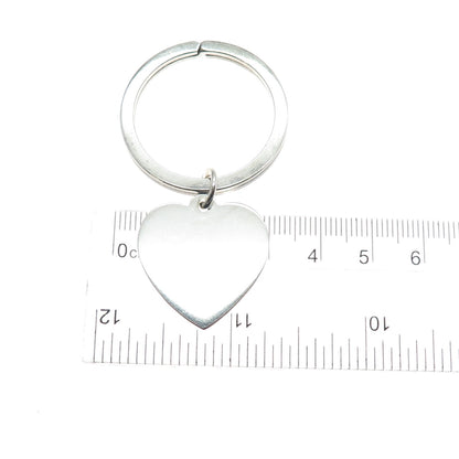 J.T. INMAN 925 Sterling Silver Vintage Heart Tag Key Fob Ring