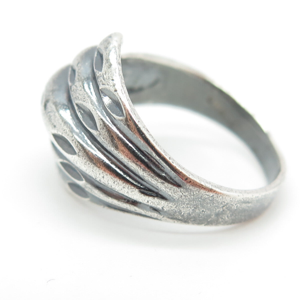925 Sterling Silver Vintage Ribbed Ring Size 6.25