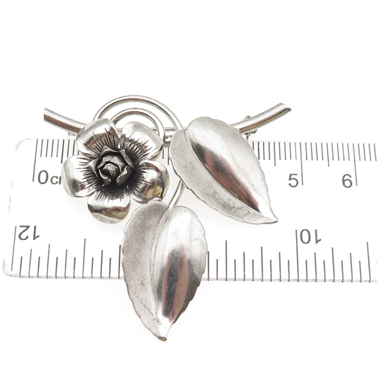 FORSTNER 925 Sterling Silver Vintage Flower Blossom Oxidized Pin Brooch