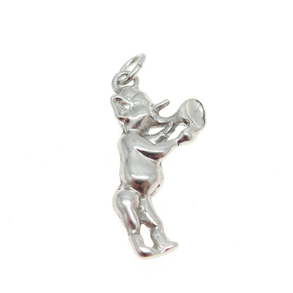 925 Sterling Silver Vintage Cartoon Clarinet Musician Character Charm Pendant