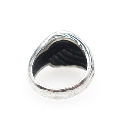 925 Sterling Silver Vintage Modernist Dome Oxidized Ring Size 6