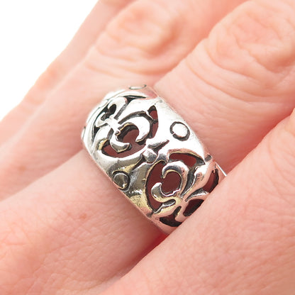 925 Sterling Silver Vintage Fleur de Lis Oxidized Ring Size 7.5