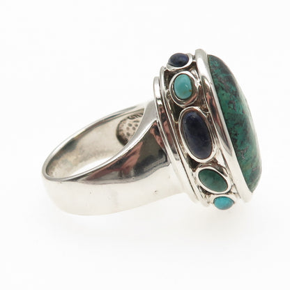 Barse 925 Sterling Silver Vintage Real Turquoise & Malachite Ring Size 9