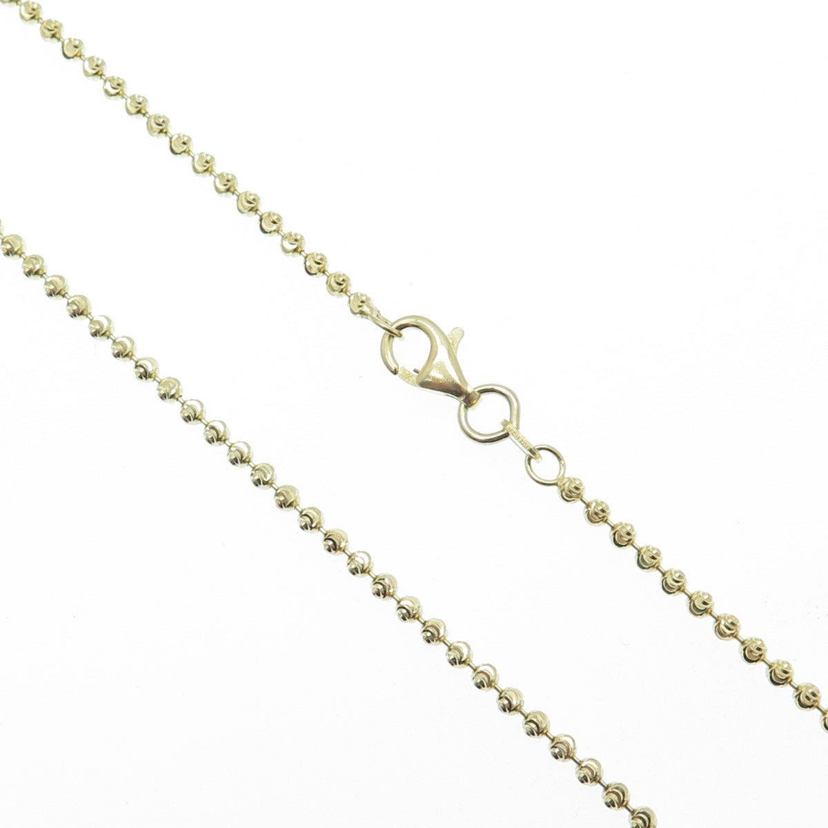925 Sterling Gold Plated SPI Italy Diamond-Cut Ball Beaded Chain Necklace 28"