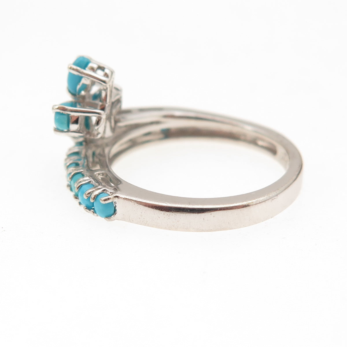 Chuck Clemency 925 Sterling Real Sleeping Beauty Turquoise Floral Ring Size 6.25
