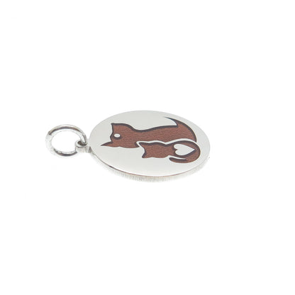 925 Sterling Silver Brown Enamel Cat & Dog Friendship Minimalist Charm Pendant