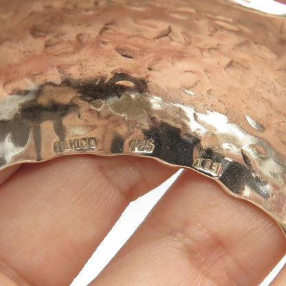 925 Sterling Silver Vintage Mexico Hammered Finish Adjustable Cuff Bracelet 6.5"