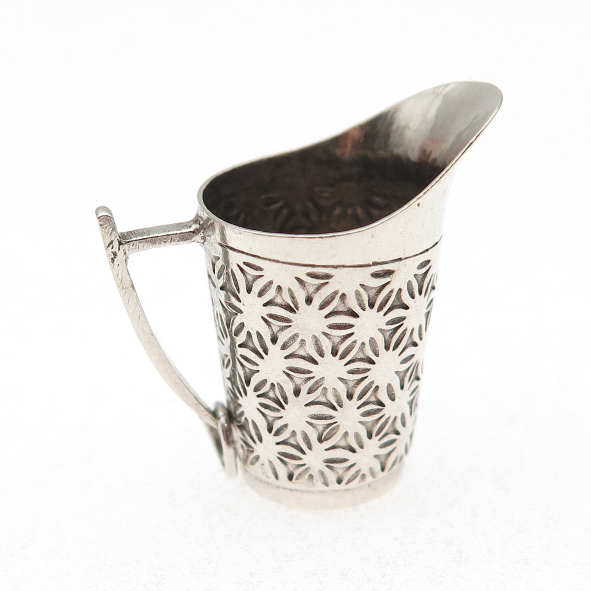925 Sterling Silver Antique China Pitcher Oxidized 3D Mini Charm Pendant