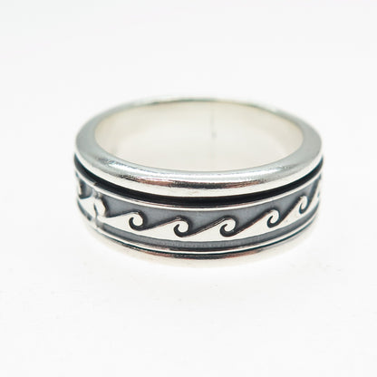 925 Sterling Silver Vintage Celtic Wave Rotating Band Ring Size 6.5