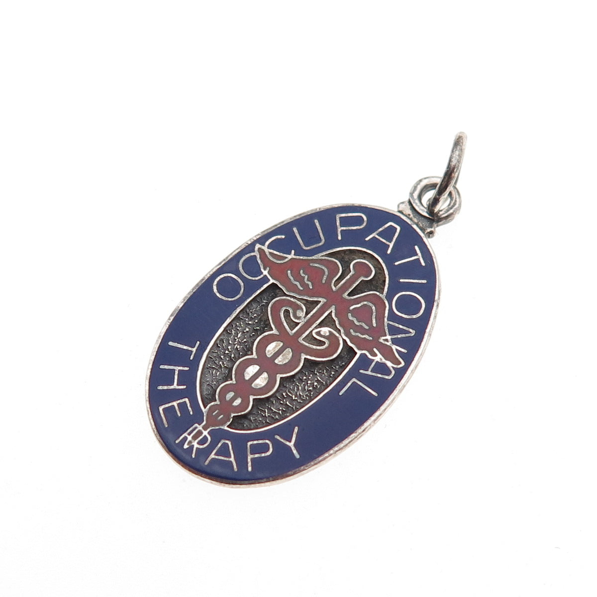 Metal Arts 925 Sterling Silver Vintage Enamel Occupational Therapy Charm Pendant