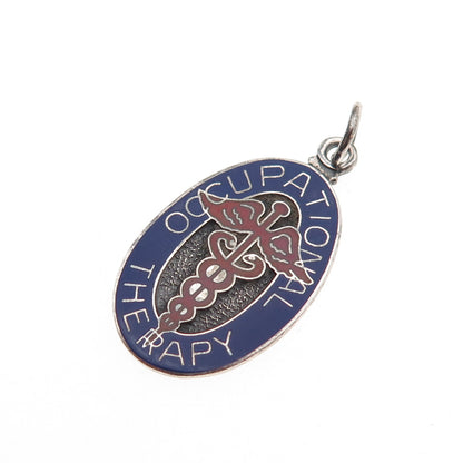 Metal Arts 925 Sterling Silver Vintage Enamel Occupational Therapy Charm Pendant