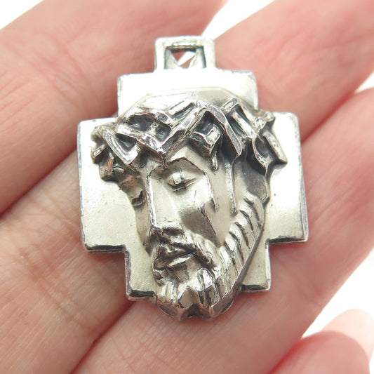 CREED 925 Sterling Silver Vintage Jesus Cross Religious Pendant