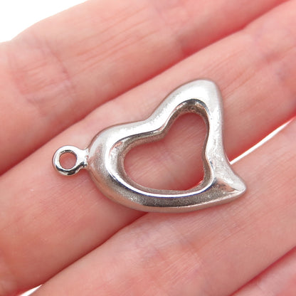 925 Sterling Silver Vintage Modernist Heart Minimalist Charm Pendant