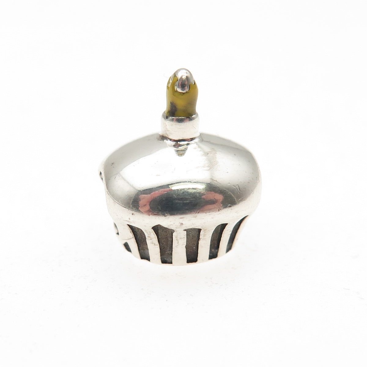 Chamilia 925 Sterling Silver Enamel Birthday Cupcake Slide Bead Charm