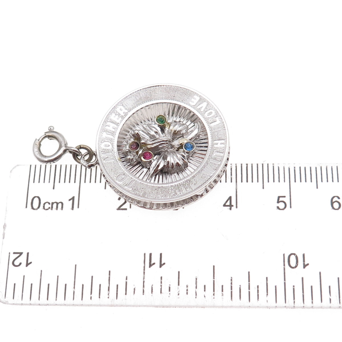Monet 925 Sterling Vintage Rhinestone To Mother With Love Spring Ring Pendant