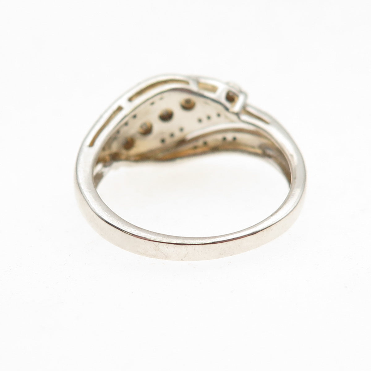 925 Sterling Silver Real Round-Cut Diamond Ring Size 7.25