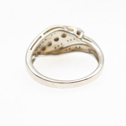 925 Sterling Silver Real Round-Cut Diamond Ring Size 7.25