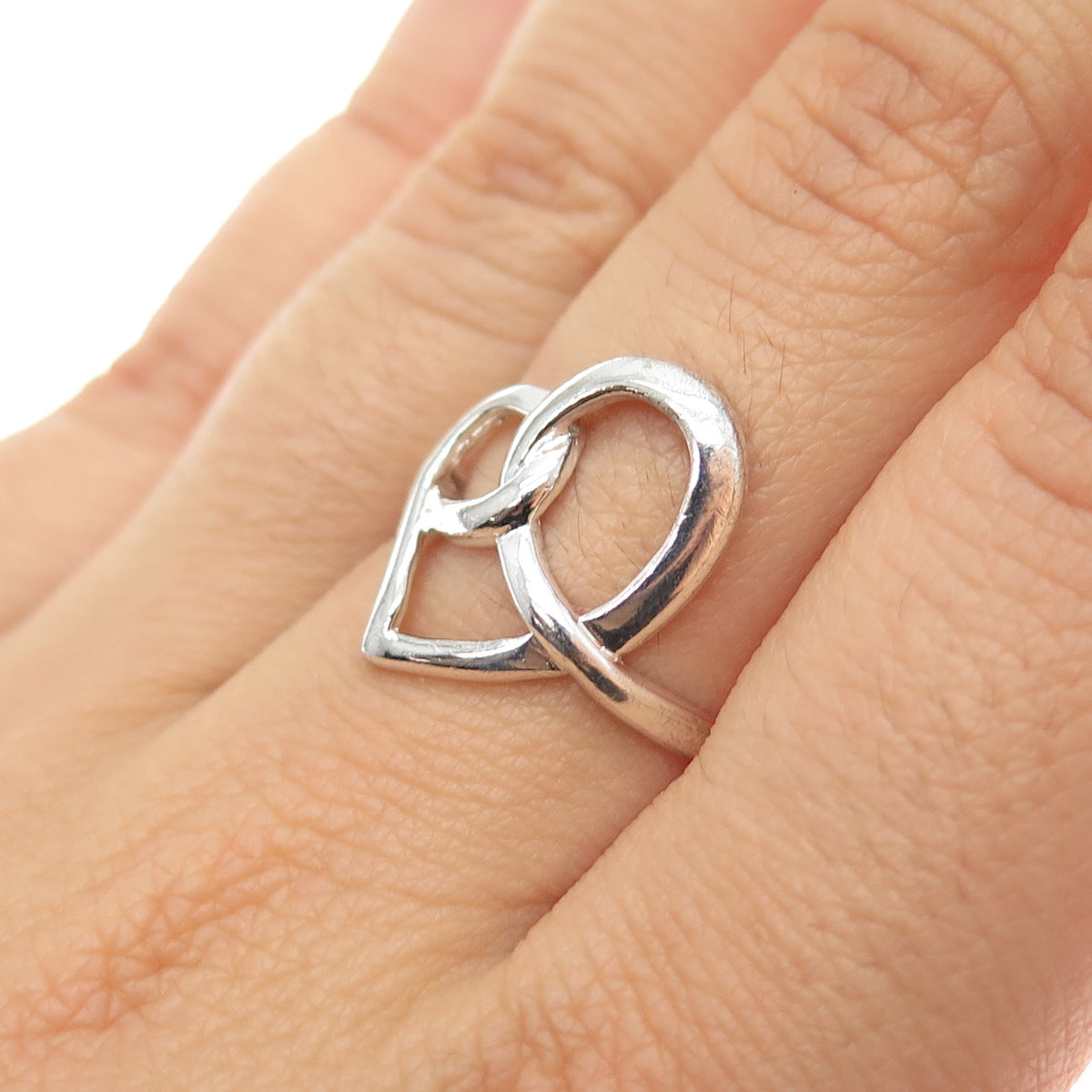 925 Sterling Silver Twisted Heart Ring Size 7.25