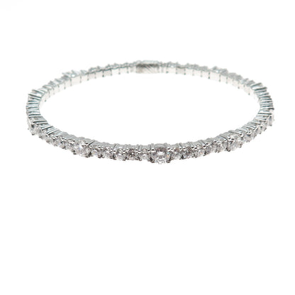 925 Sterling Silver Round-Cut C Z Tennis Link Bangle Bracelet 7.75"