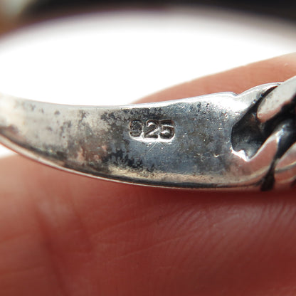 925 Sterling Silver Vintage Curb Chain Oxidized Ring Size 6.25