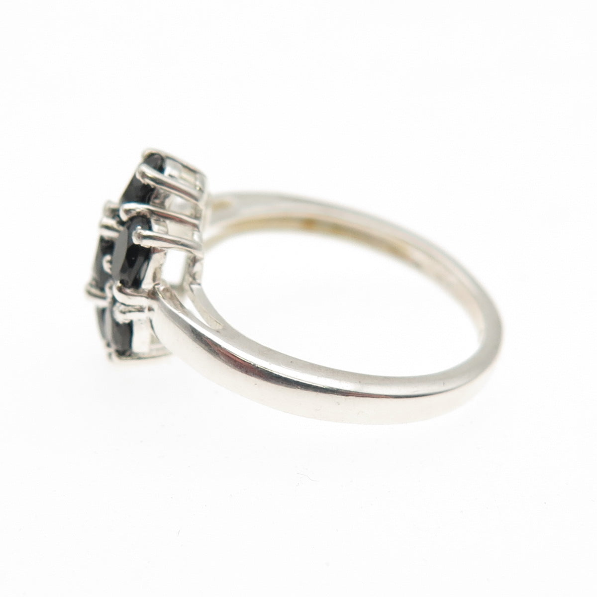 Chuck Clemency Sterling Silver Vintage Real Oval-Cut Black Spinel Ring Size 5.25