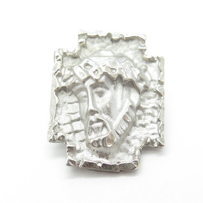 925 Sterling Silver Vintage Jesus Cross Religious Slide Pendant