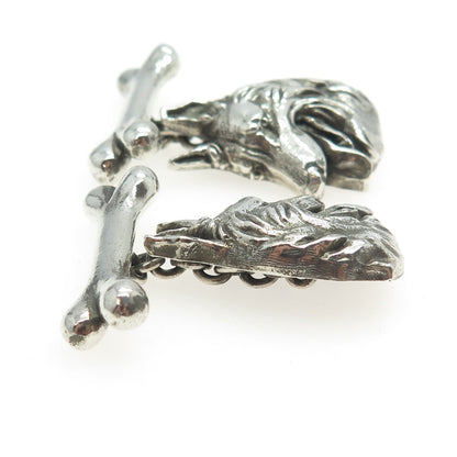 925 Sterling Silver Vintage K9 German Shepherd Dog Oxidized Cufflinks