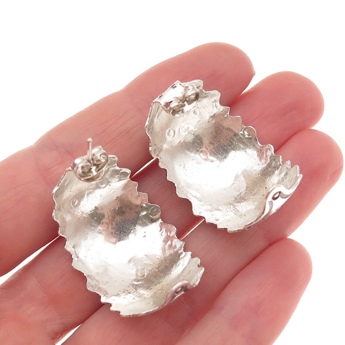 Old Pawn 925 Sterling Silver Vintage Southwestern Oxidized Tribal Earrings