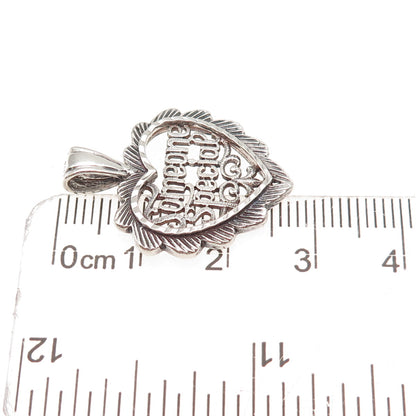 925 Sterling Silver Vintage Someone Special Heart Oxidized Charm Pendant