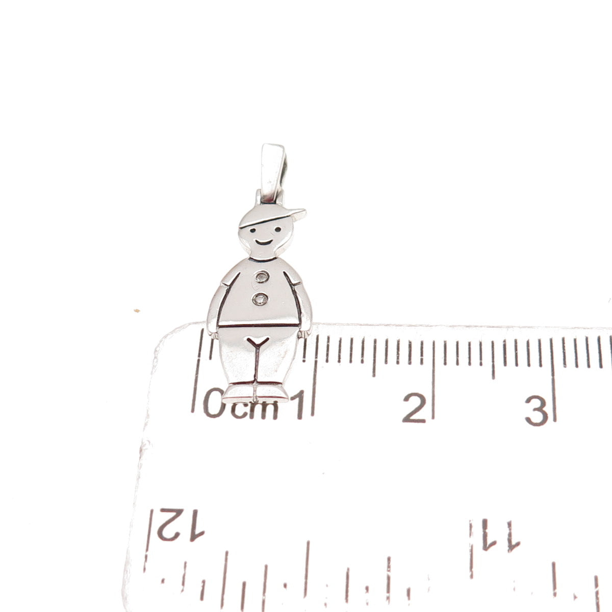 925 Sterling Silver Real Round-Cut Diamond Boy Charm Pendant