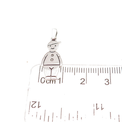 925 Sterling Silver Real Round-Cut Diamond Boy Charm Pendant