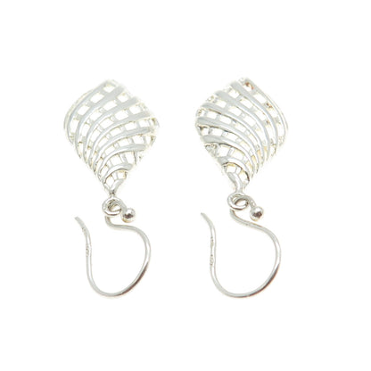 925 Sterling Silver Vintage Lattice Dangling Earrings