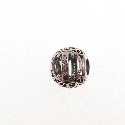 Pandora 925 Sterling Silver C Z Letter I Initial Slide Bead Charm