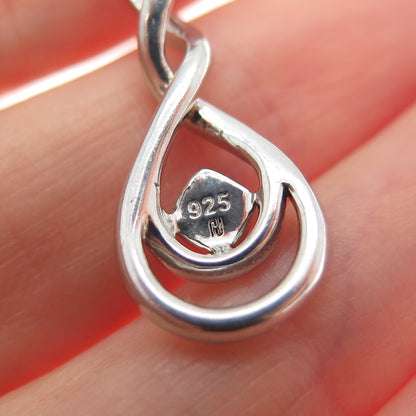 925 Sterling Silver Real Diamond Twisted Infinity Minimalist Slide Charm Pendant